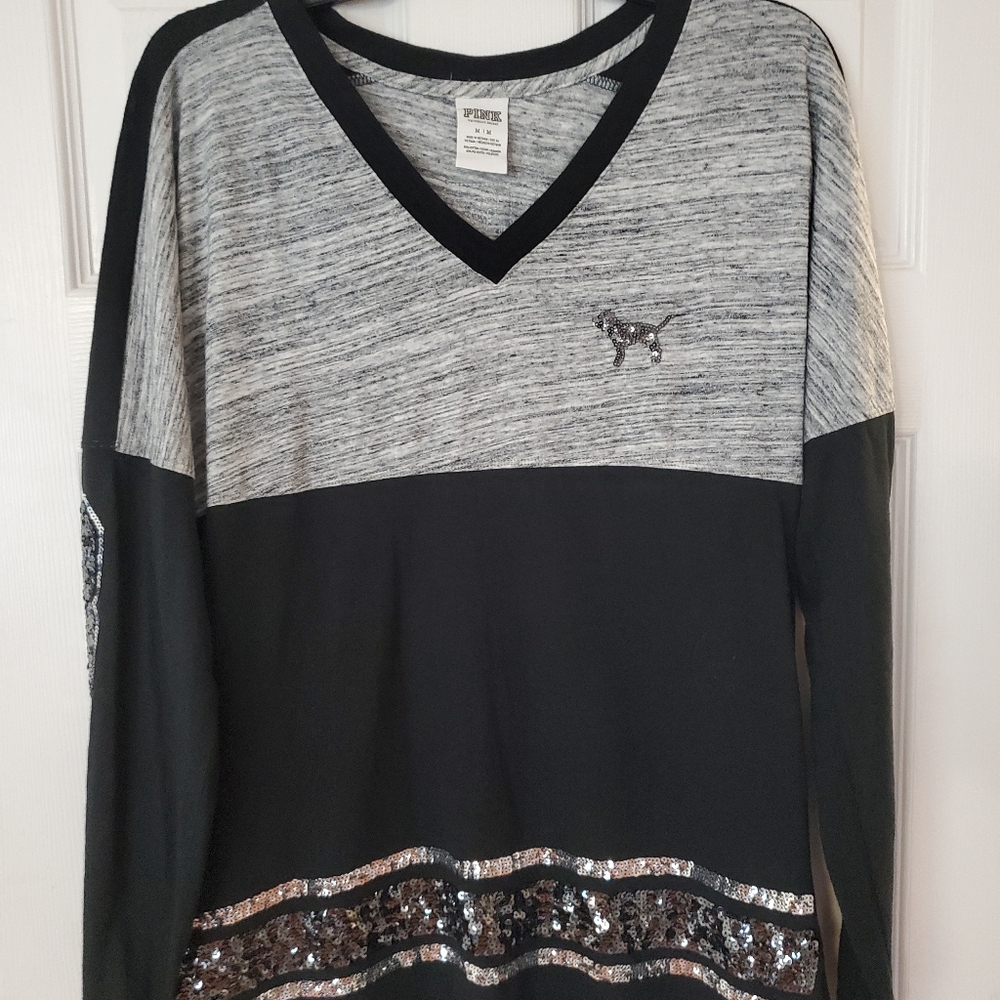 Pink V.S. sequin long sleeve shirt